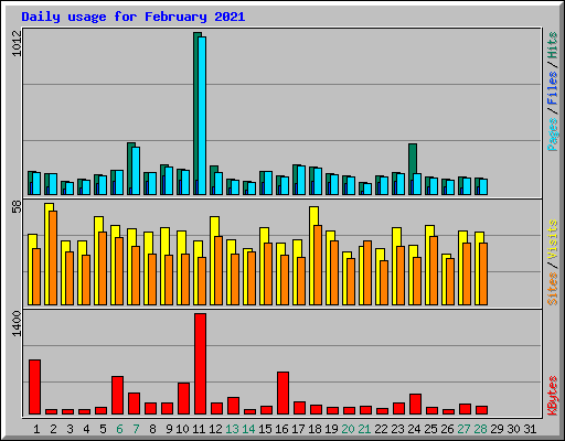 Daily usage for February 2021