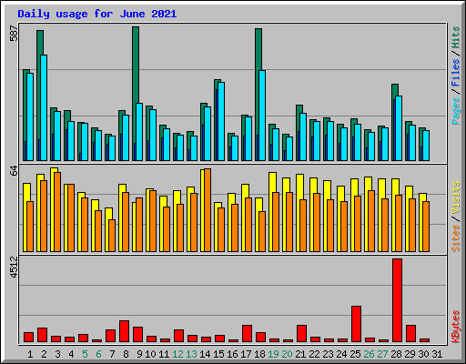 Daily usage for June 2021