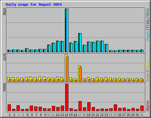 Daily usage for August 2024